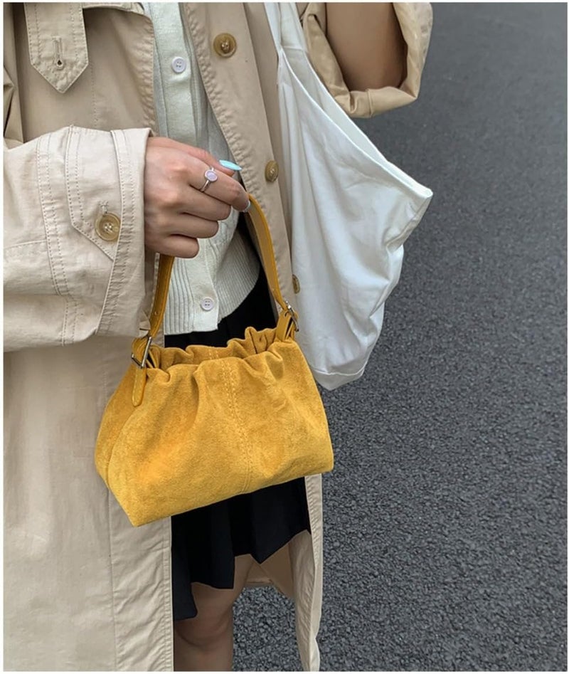 KeAiDMon Women Vintage Suede Handbags Tote Handbag Drawstring Bucket Bag Slouchy Crossbody Shoulder Bag Satchel Everyday Purse - Image 1